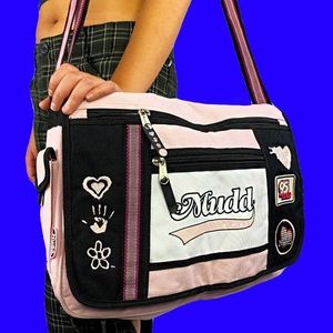 Y2K MUDD MESSENGER BAG PINK BLACK CROSSBODY